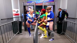 Two security officer fucked by soccer fans